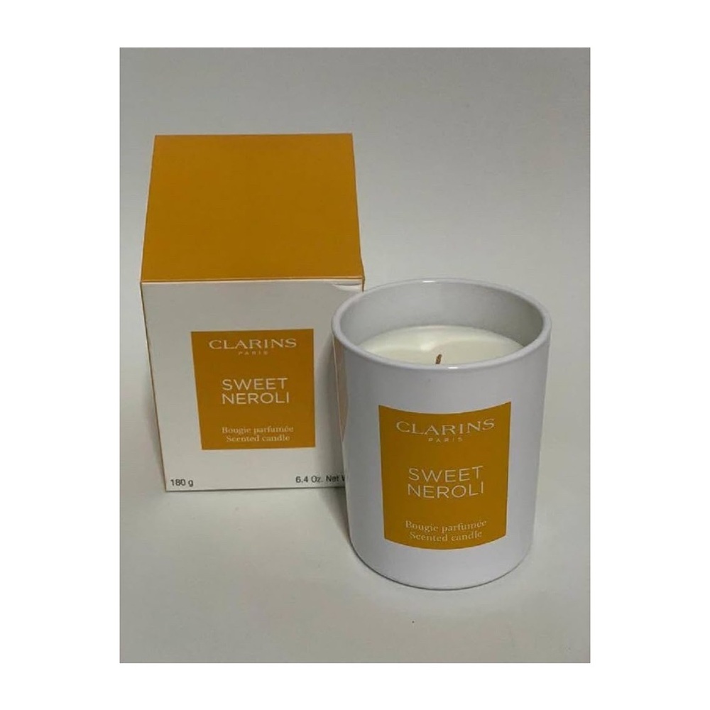 NIB Clarins Sweet Neroli Scented Candle Glass Jar 180g 40Hr Burn